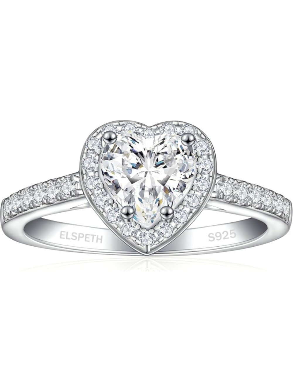 Heart Cut 925 Sterling Silver Engagement Ring for Women - 1/1.5/4CT Options